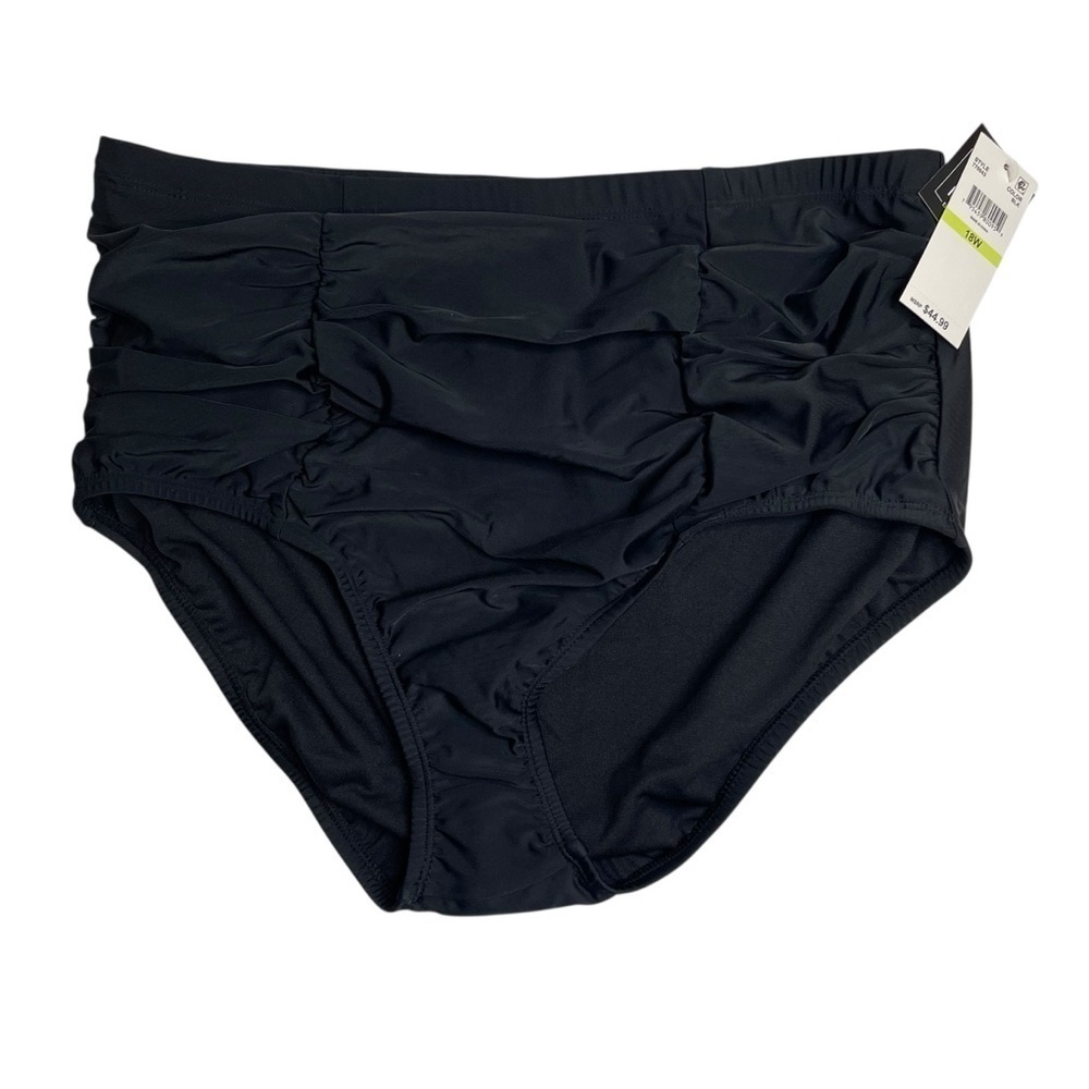 Island Escape Plus Size High Waist Bikini Bottoms Tummy Control Black 18 W New